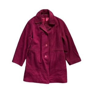 Stevens Hockanum True VTG Wool Beautiful Medium Length Maroon Heavy Warm Coat L